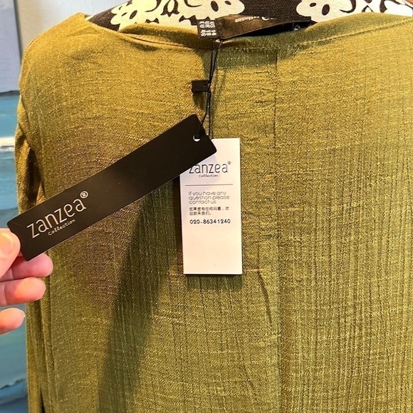 NWT Zanezea,Green & Beige Maxi Dress, Long Sleeves, Double Layered, Wow! 14 - Picture 5 of 9